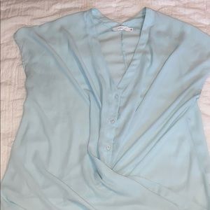 Blue button cross blouse